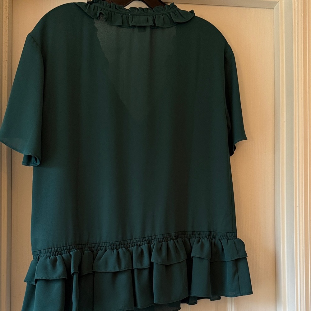 Chelsea28 Teal Ruffle Blouse - Picture 6 of 6